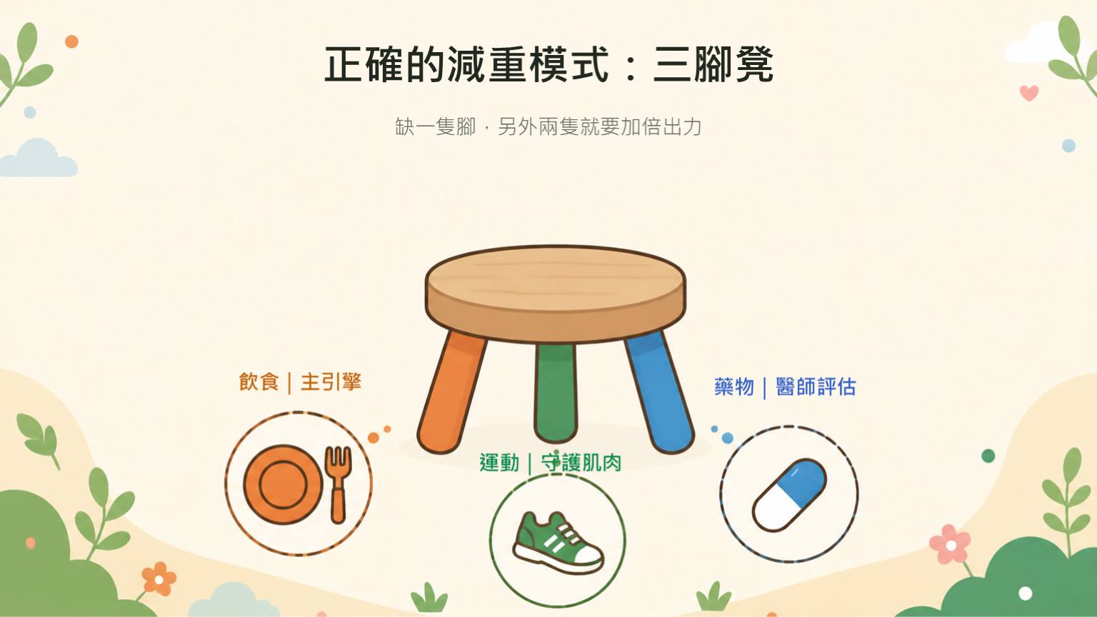 正確的減重模式：飲食、運動、藥物三腳凳